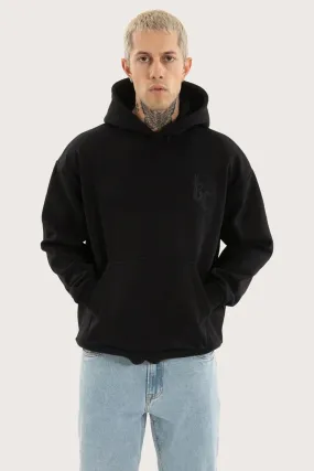 Chained Relaxed Hoodie Jet Black Flexible Shoulder Gussets