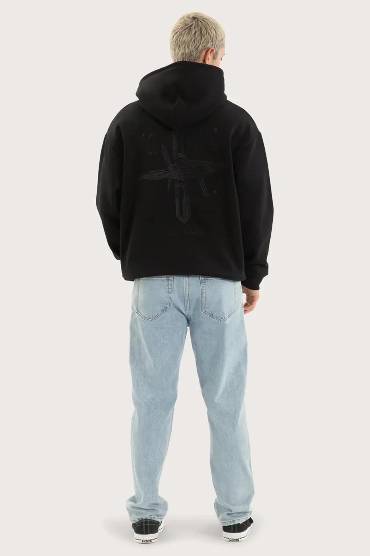Noise Reducing Fabric Chained Relaxed Hoodie Jet Black