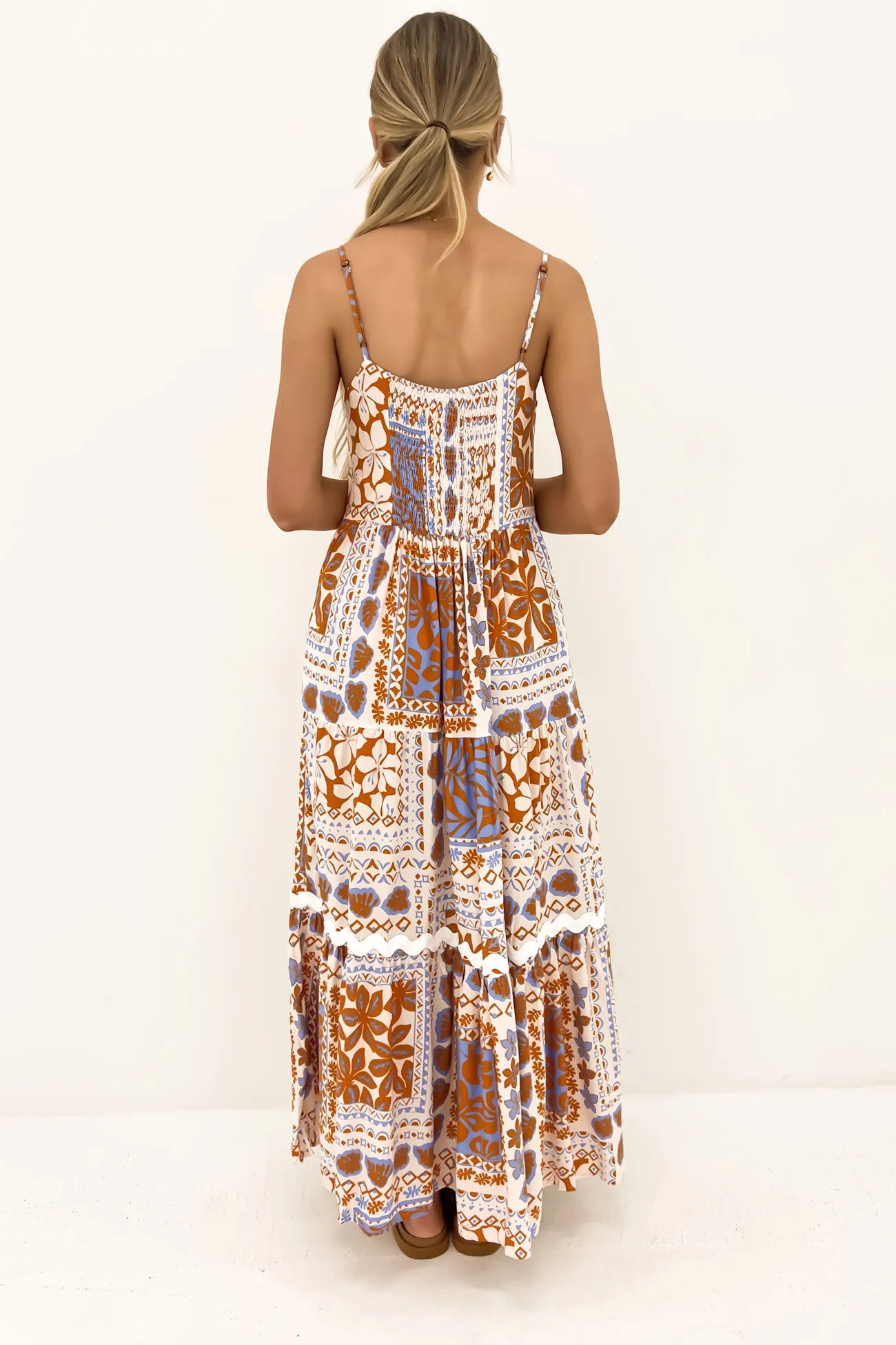 Clear Blush Channing Midi Dress Phoenix Palm