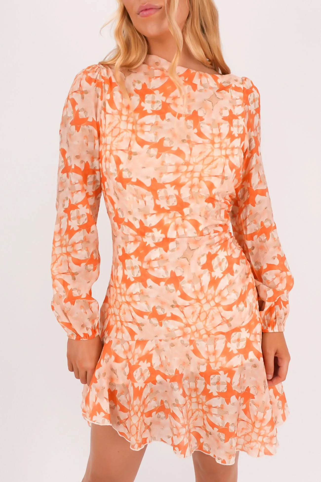 Charla Mini Dress Orange Floral Fresh Energy
