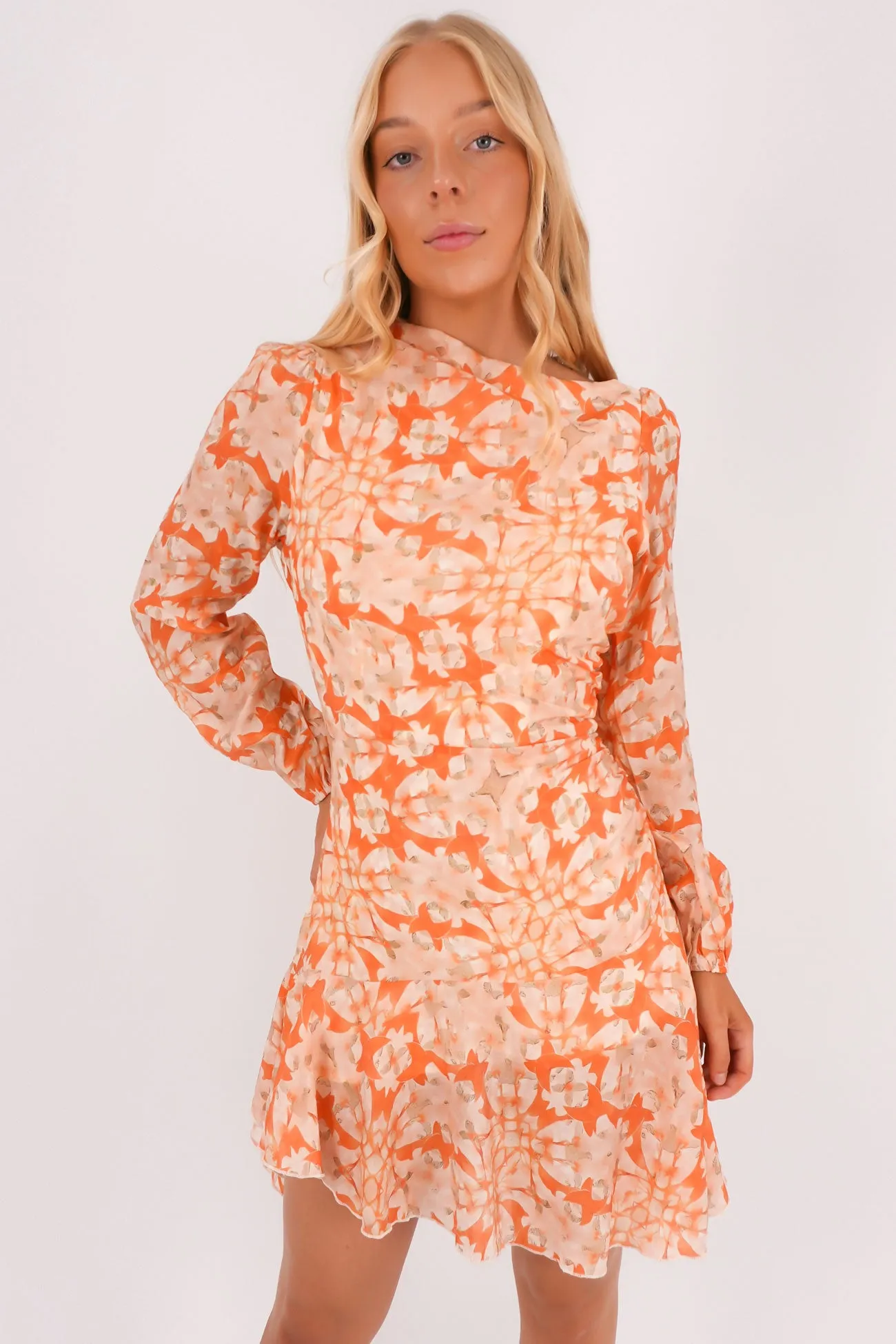 Charla Mini Dress Orange Floral warm tones