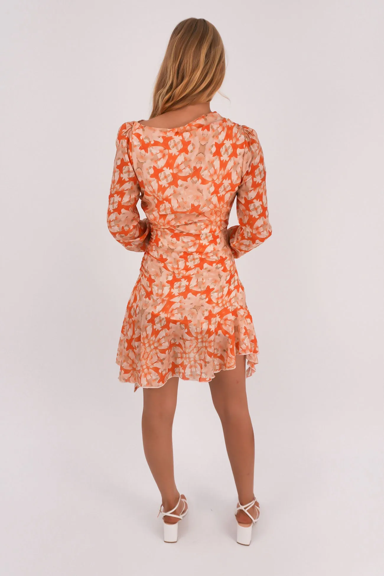 Charla Mini Dress Orange Floral Easy Layers