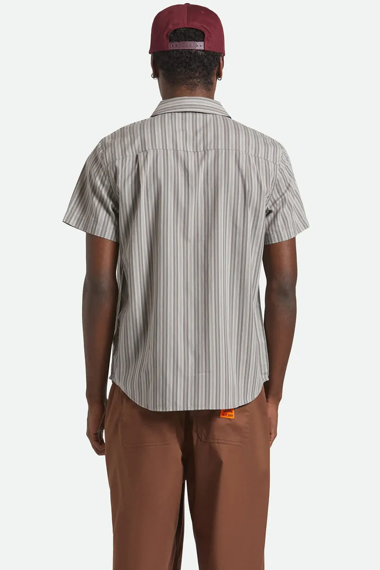 Classy Detail Year-Round Wear Charter Stripe Short Sleeve Woven Charcoal Grey