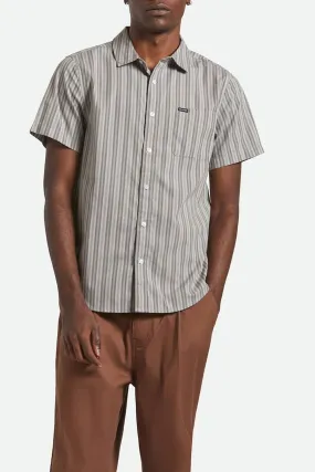 Polished Look Charter Stripe Short Sleeve Woven Charcoal Grey