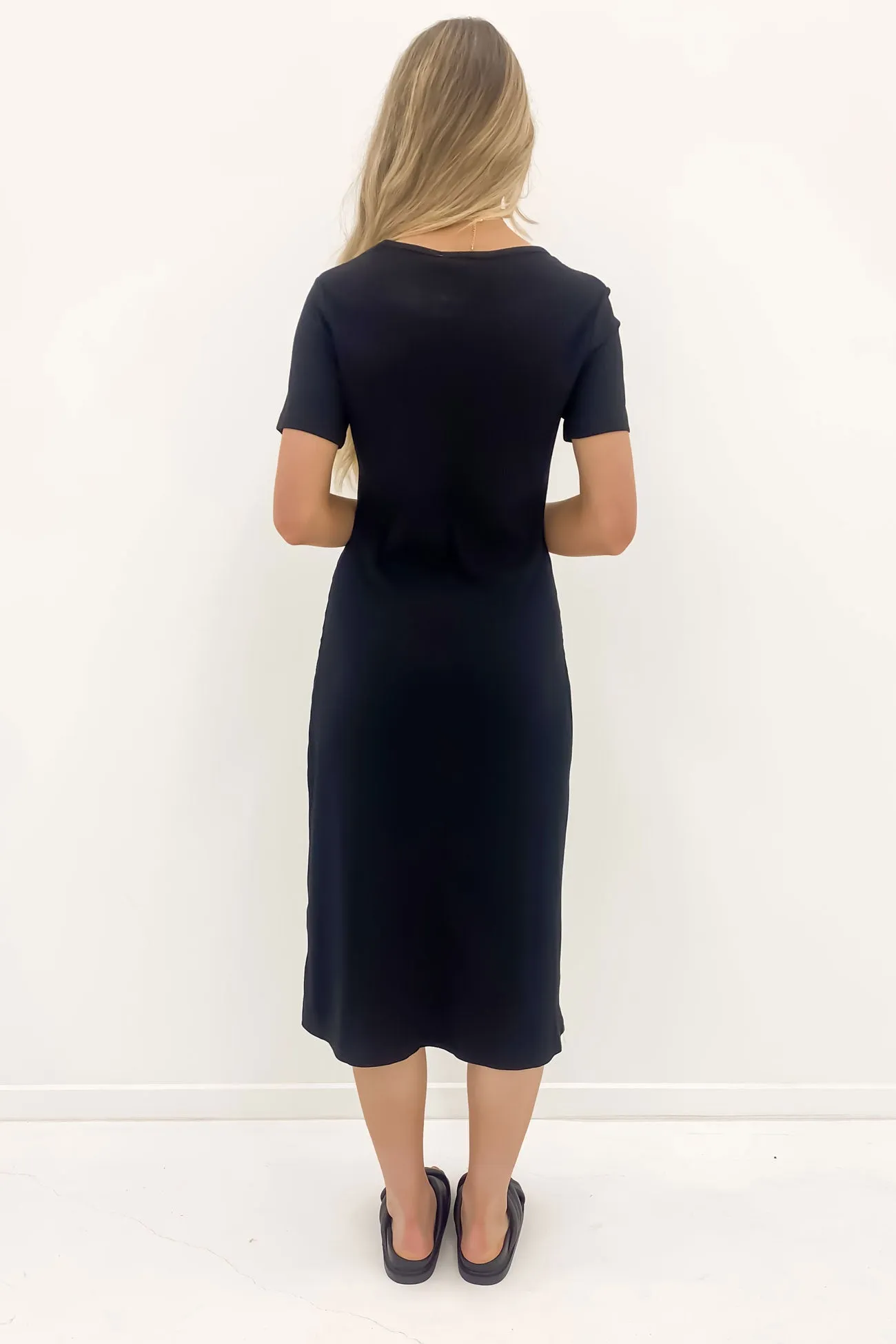 Neve Rib Dress Black Skin Tone Soft Outfit
