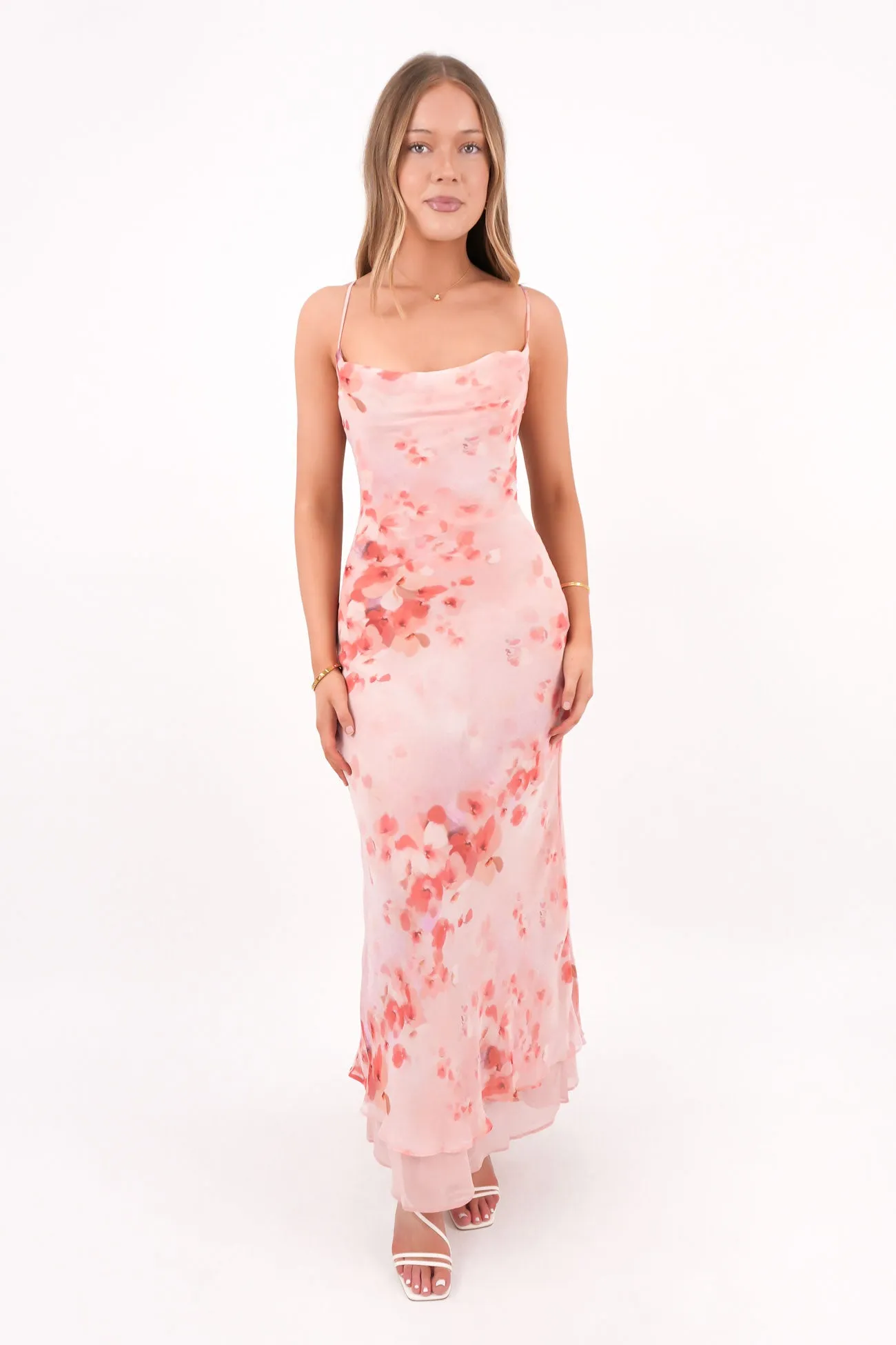 Tiana Maxi Dress Pink Dreamy Drape Joy Glow
