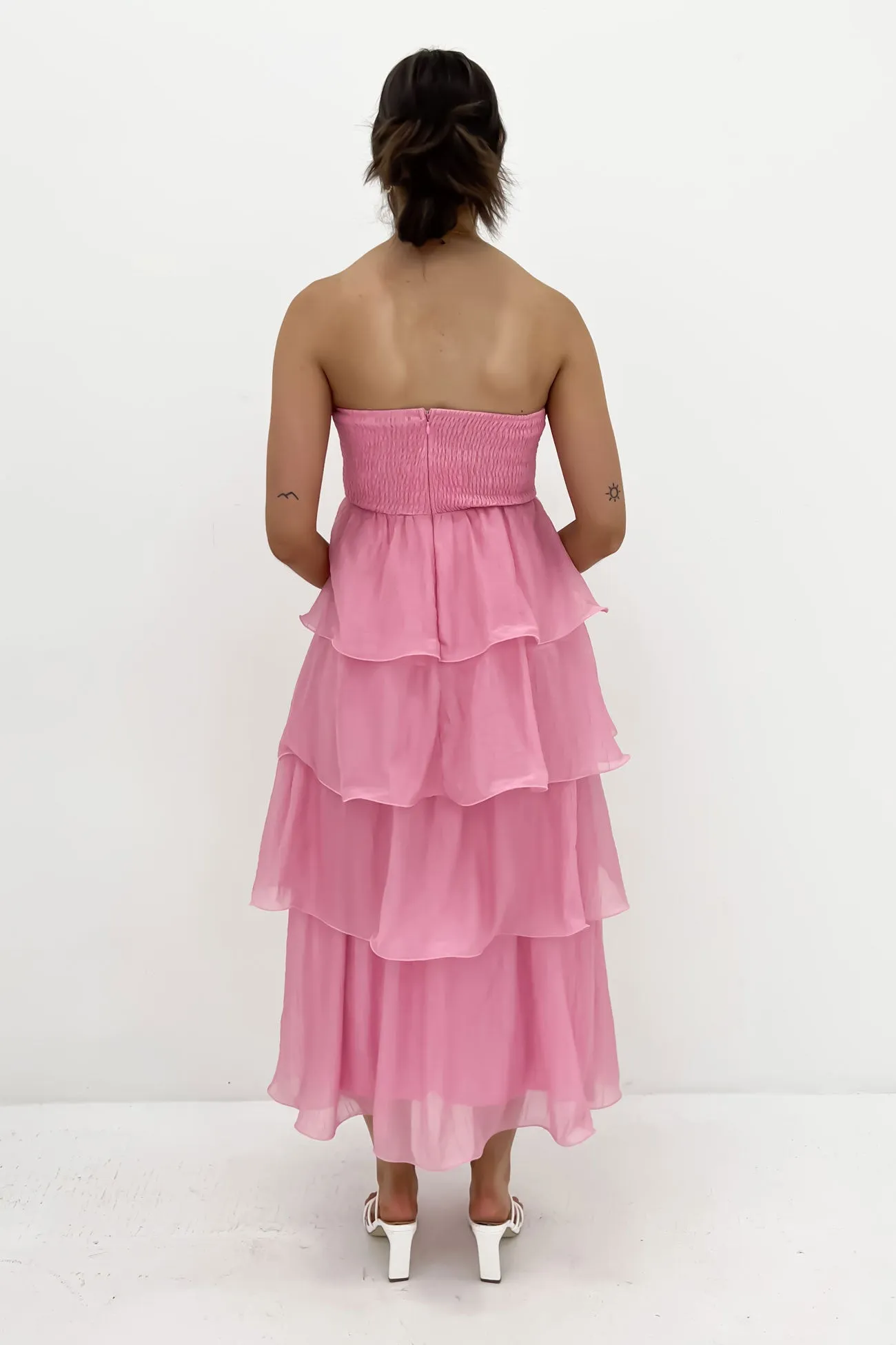 Chain-Detail UVProtectiveLayer Tansy Midi Dress Pink
