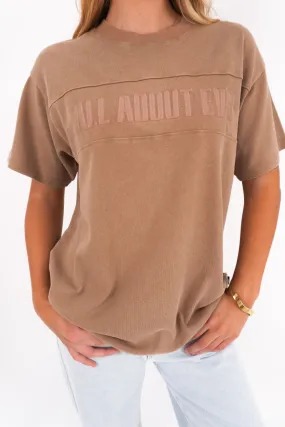 Fresh Style Trend Everyday Wear Vital Washed Oversized Tee Tan