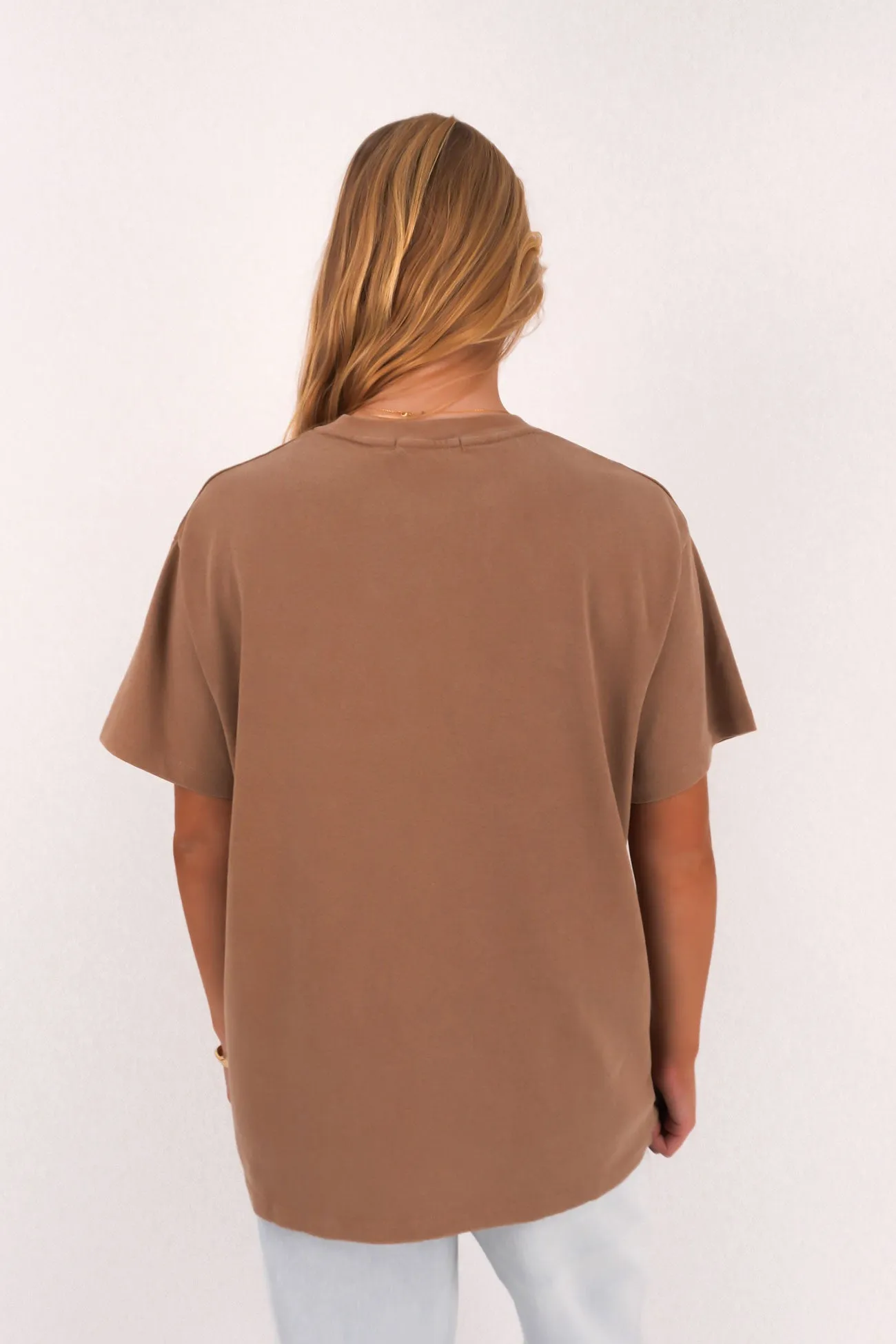 Vital Washed Oversized Tee Tan Simple Yet Cozy Flexible Shoulder Seams