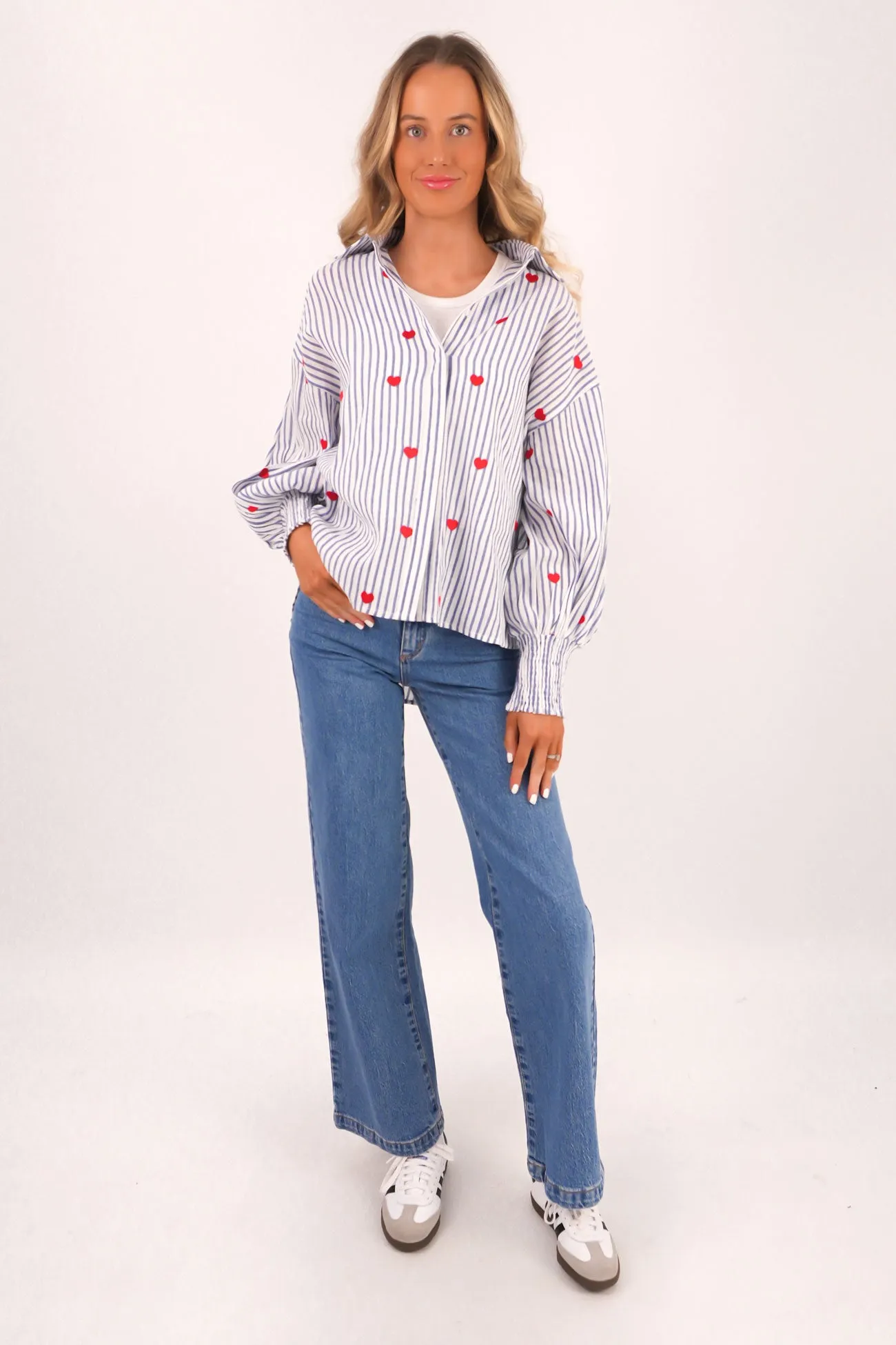 Flexible Knit Seasonal Fashion Zavier Shirt Blue Stripe