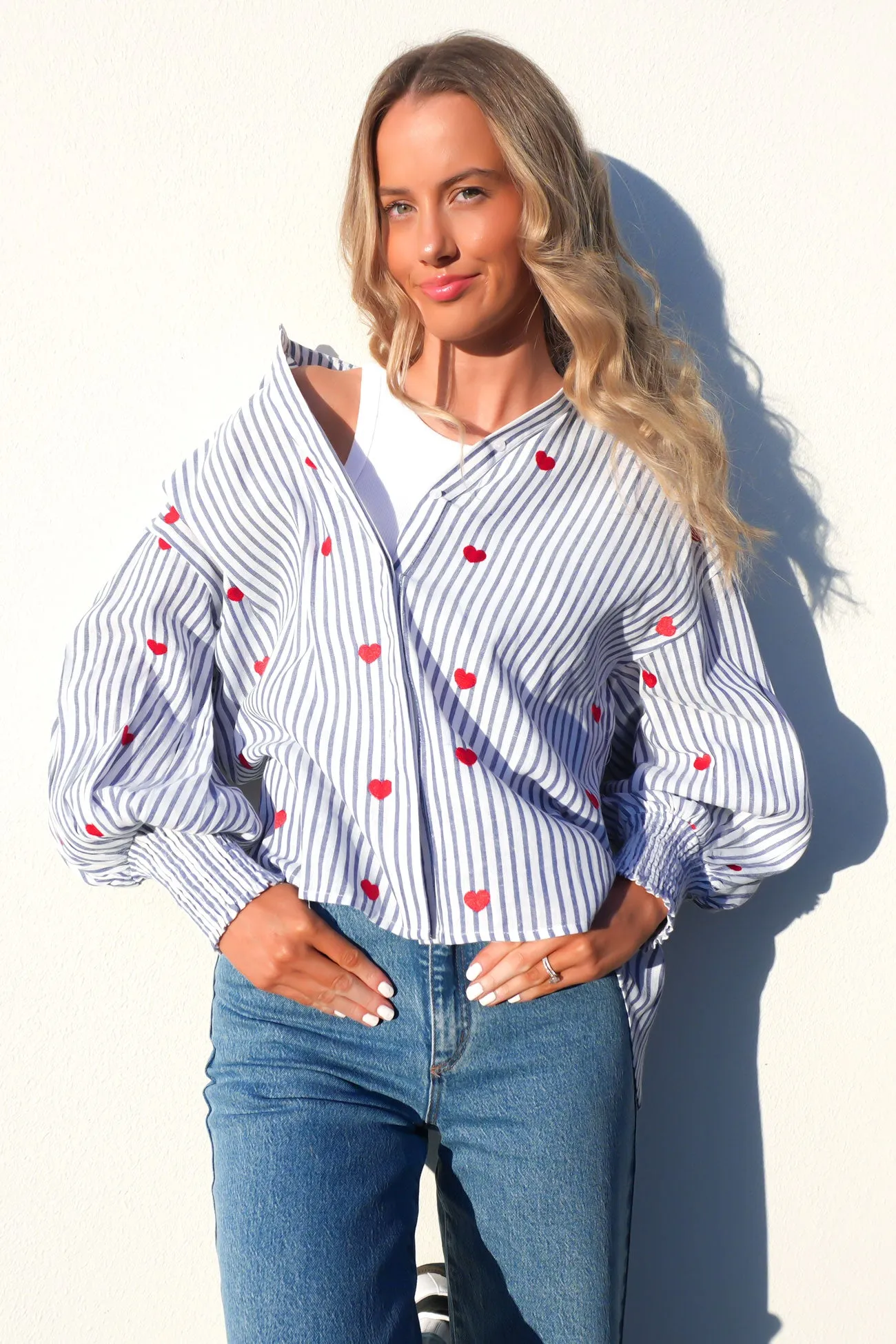 Zavier Shirt Blue Stripe Striped style Coffee Run