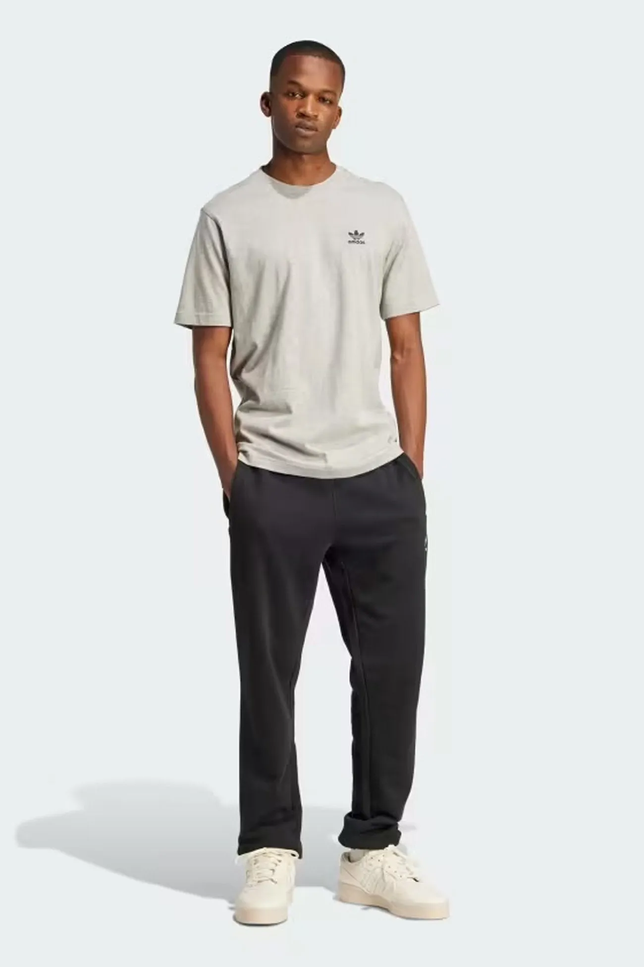Versatile Wardrobe Piece Ethically Sourced Cotton Trefoil Essential Tee Medium Grey Heather
