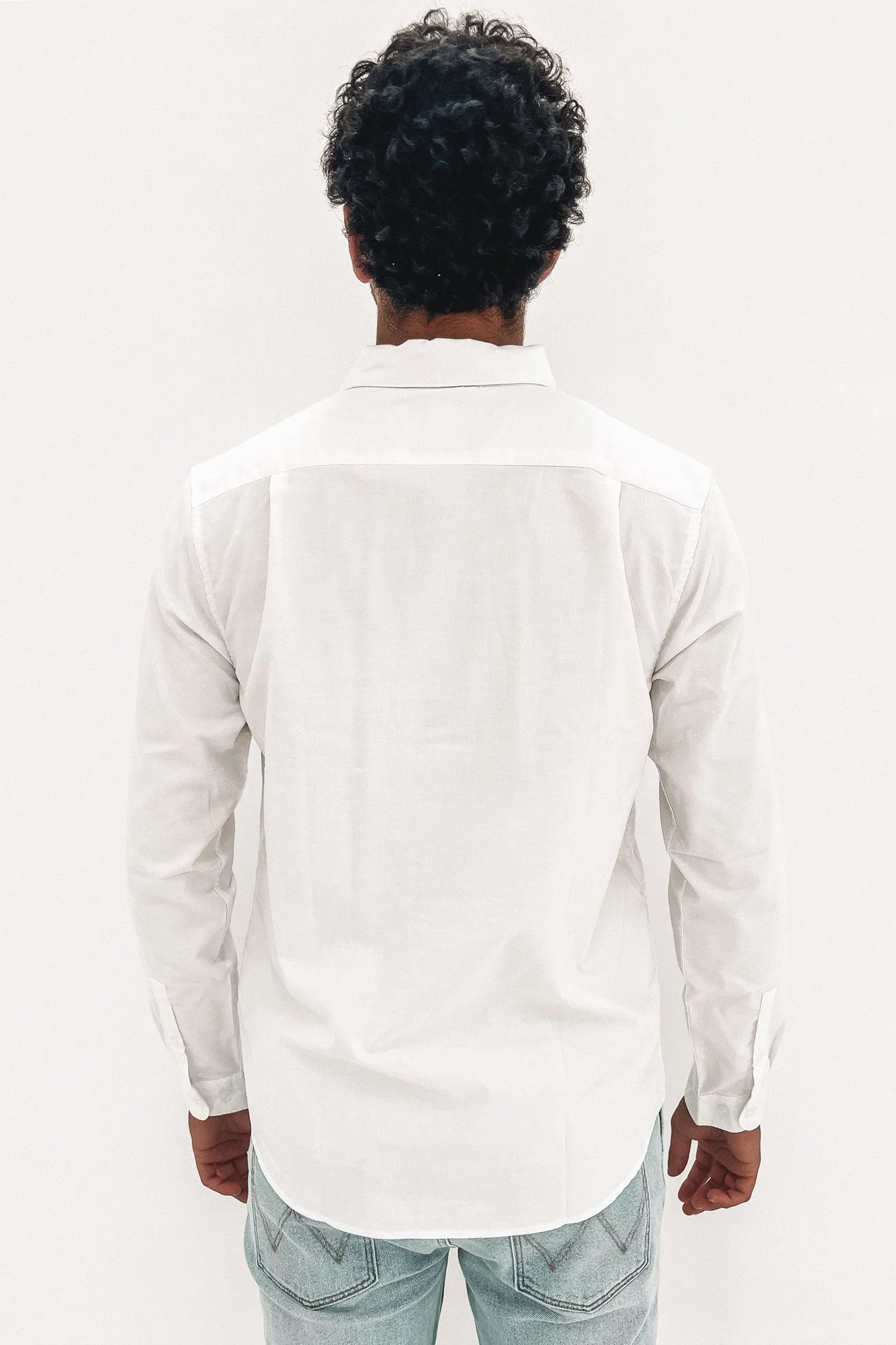 That'll Do Stretch Long Sleeve Shirt White Mature Elegance Soft Collar Design