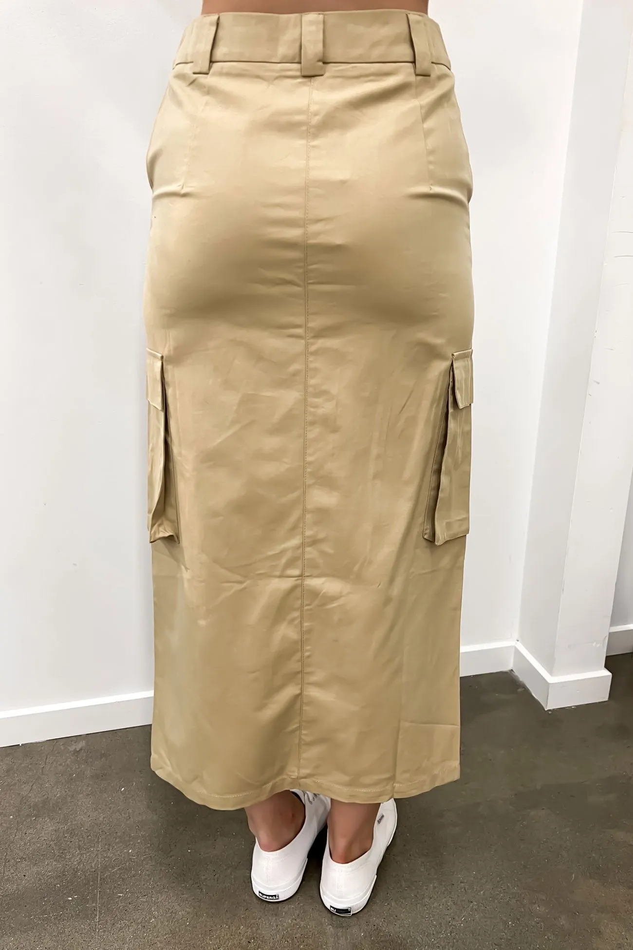 Floor Length garden party Nikita Cargo Midi Skirt Latte