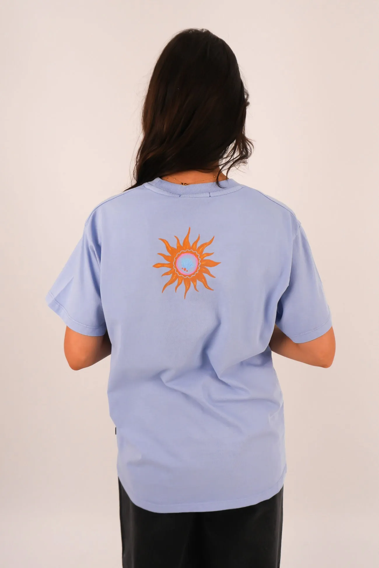 Trendy Layering Calamity Sun Relaxed Tee Light Blue