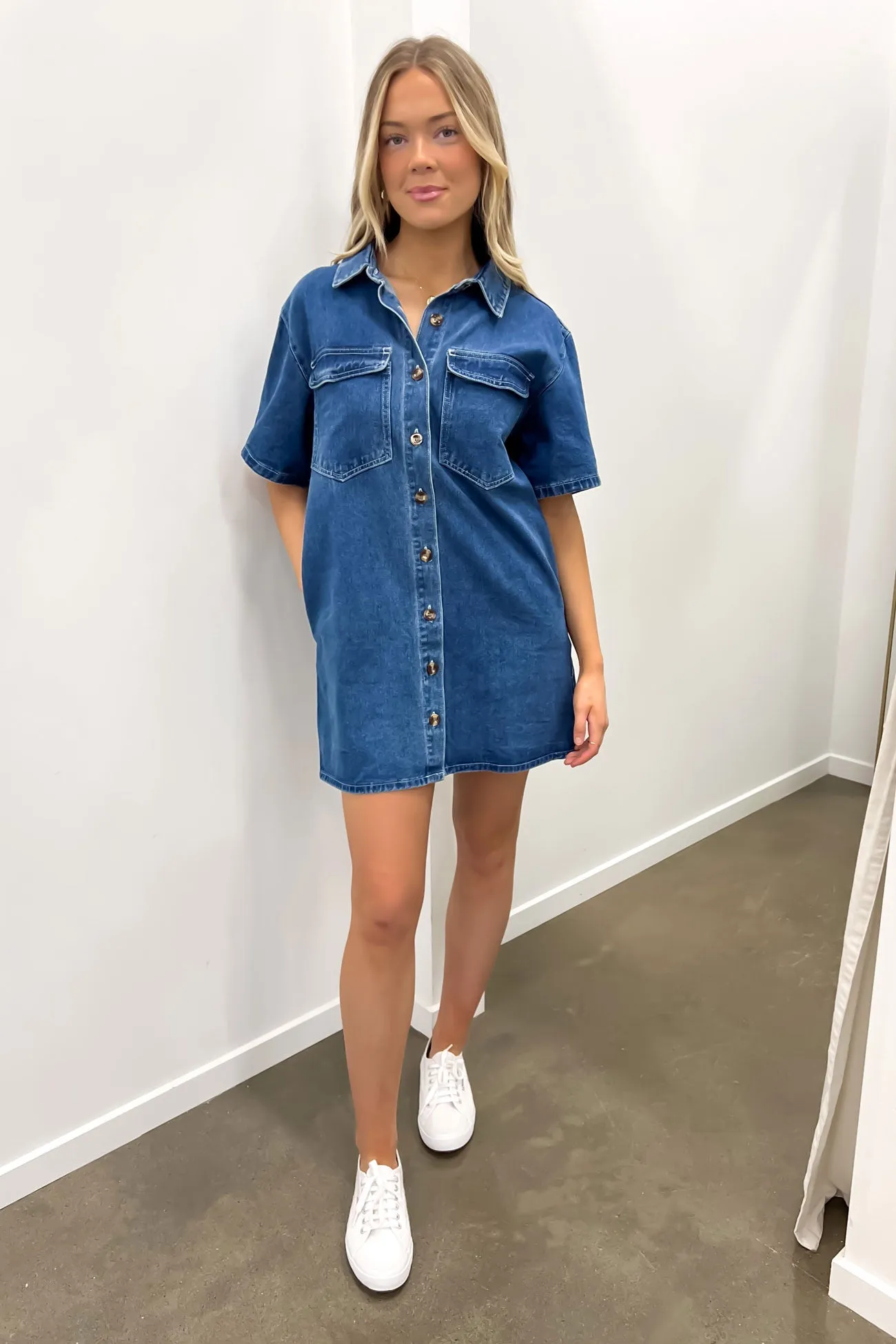 Georgie Denim Mini Dress Indigo Lightweight Feel Pure Comfort