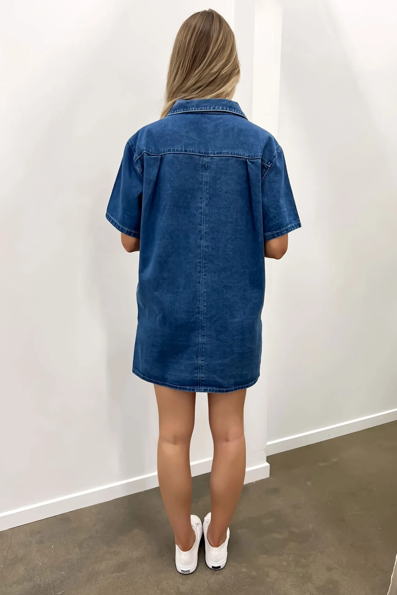 Georgie Denim Mini Dress Indigo Clean Tone