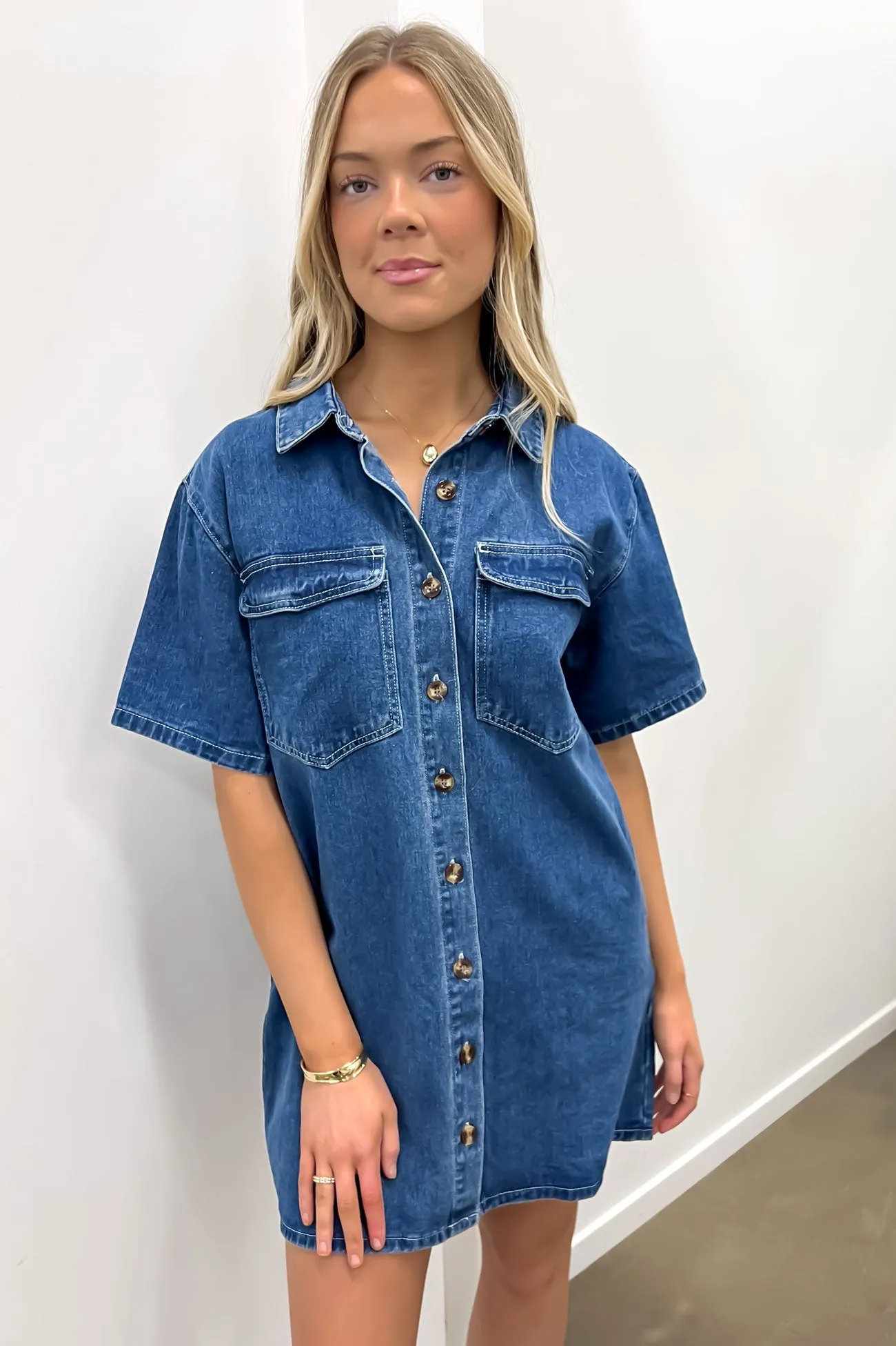 Sleek Movement Travel Fashion Georgie Denim Mini Dress Indigo
