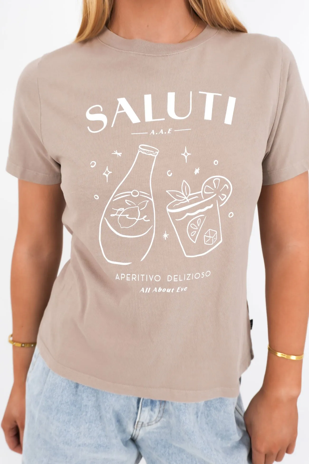 Minimal Style Trend Saluti Regular Tee Stone