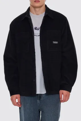Breathable Lining Classic Collar Connected Overshirt Black