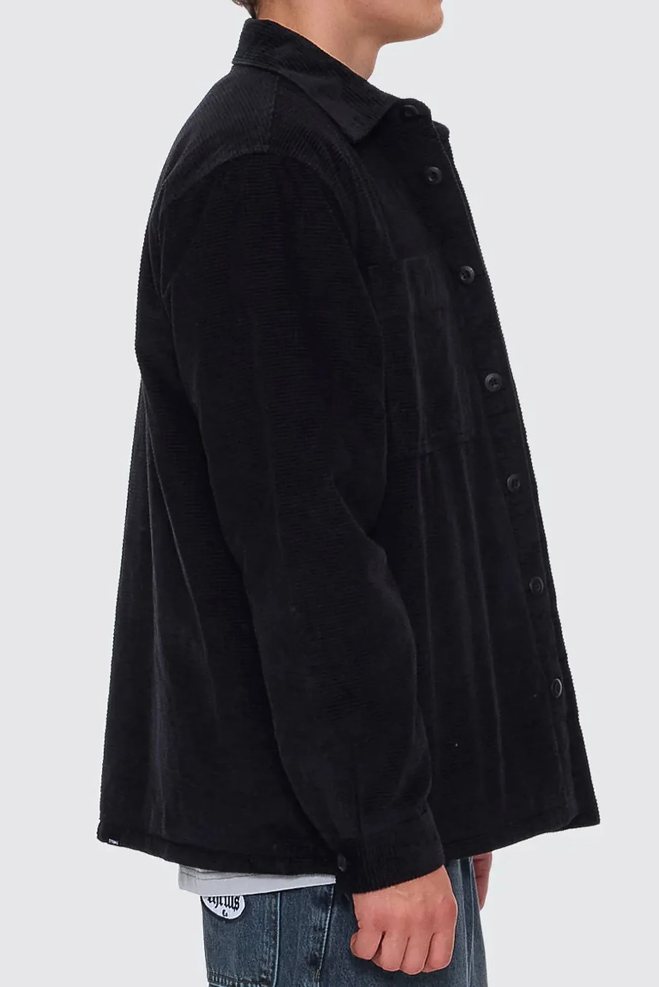 No Slip Shoulder Grip Connected Overshirt Black