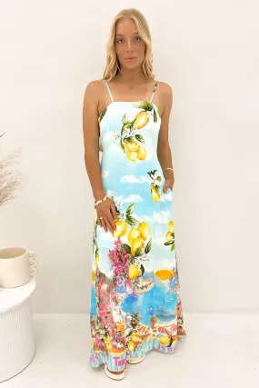 Clean Aesthetic Garden Scene Paris Maxi Dress Lemoncello