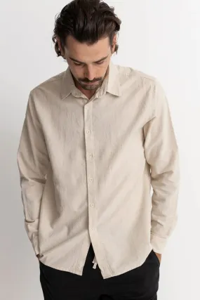 Layering Essential Non Irritating Seams Classic Linen Long Sleeve Shirt Sand