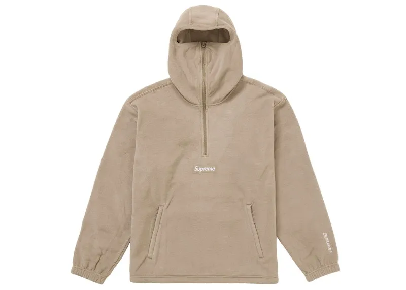 Elegant Appearance Straight Supreme Polartec Facemask Half Zip Hooded Sweatshirt (Fw24) Taupe