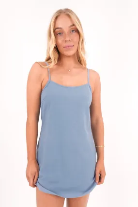 Winter Layer All-Season Comfort Classic Slip Dress Steel Blue