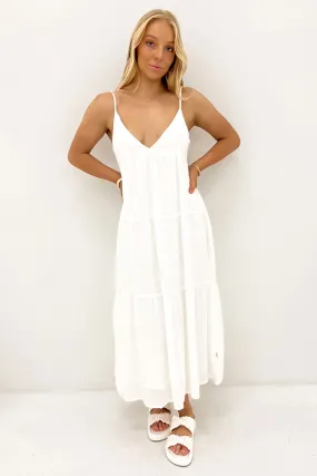 Classic Tiered Midi Dress White Moment Light