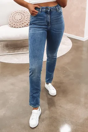 Classics Mid Waist Straight Jean Mid Stone Indigo Fashion friendly Fit Anytime