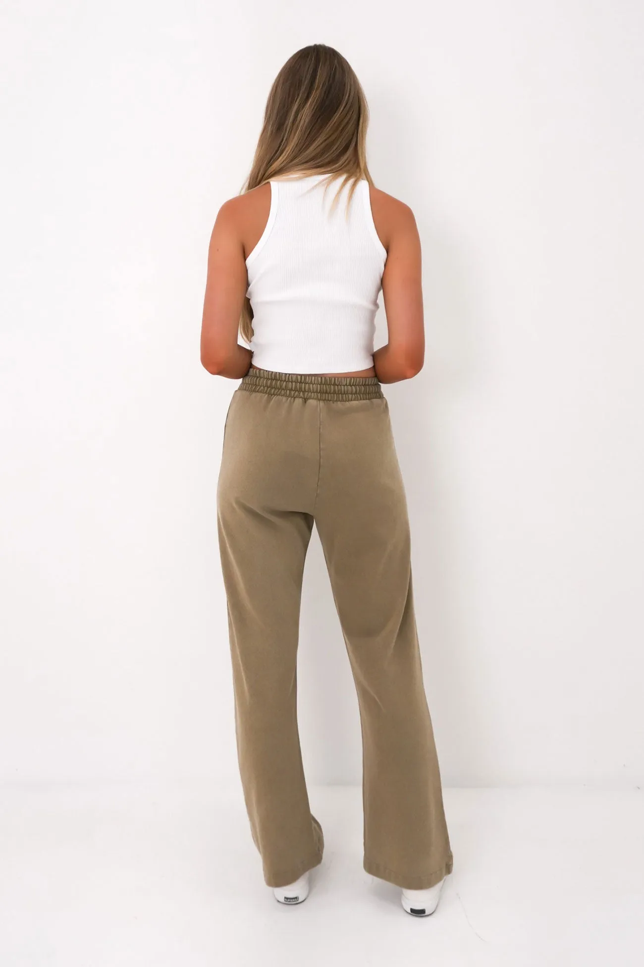 Sporty Appeal Nara Wide Leg Trackpant Olive