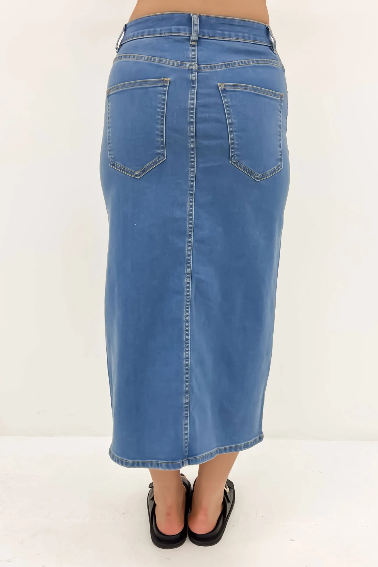 Alivia Denim Midi Skirt Dark Blue Style Moment