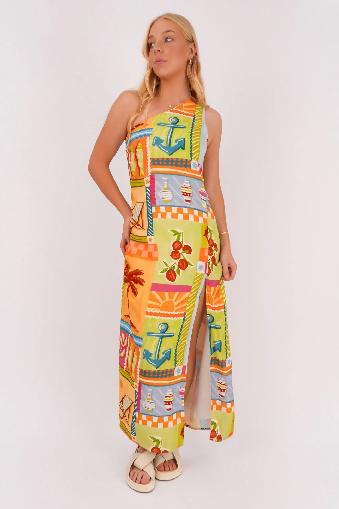 Boat-Neck Burnett Maxi Dress Ashna