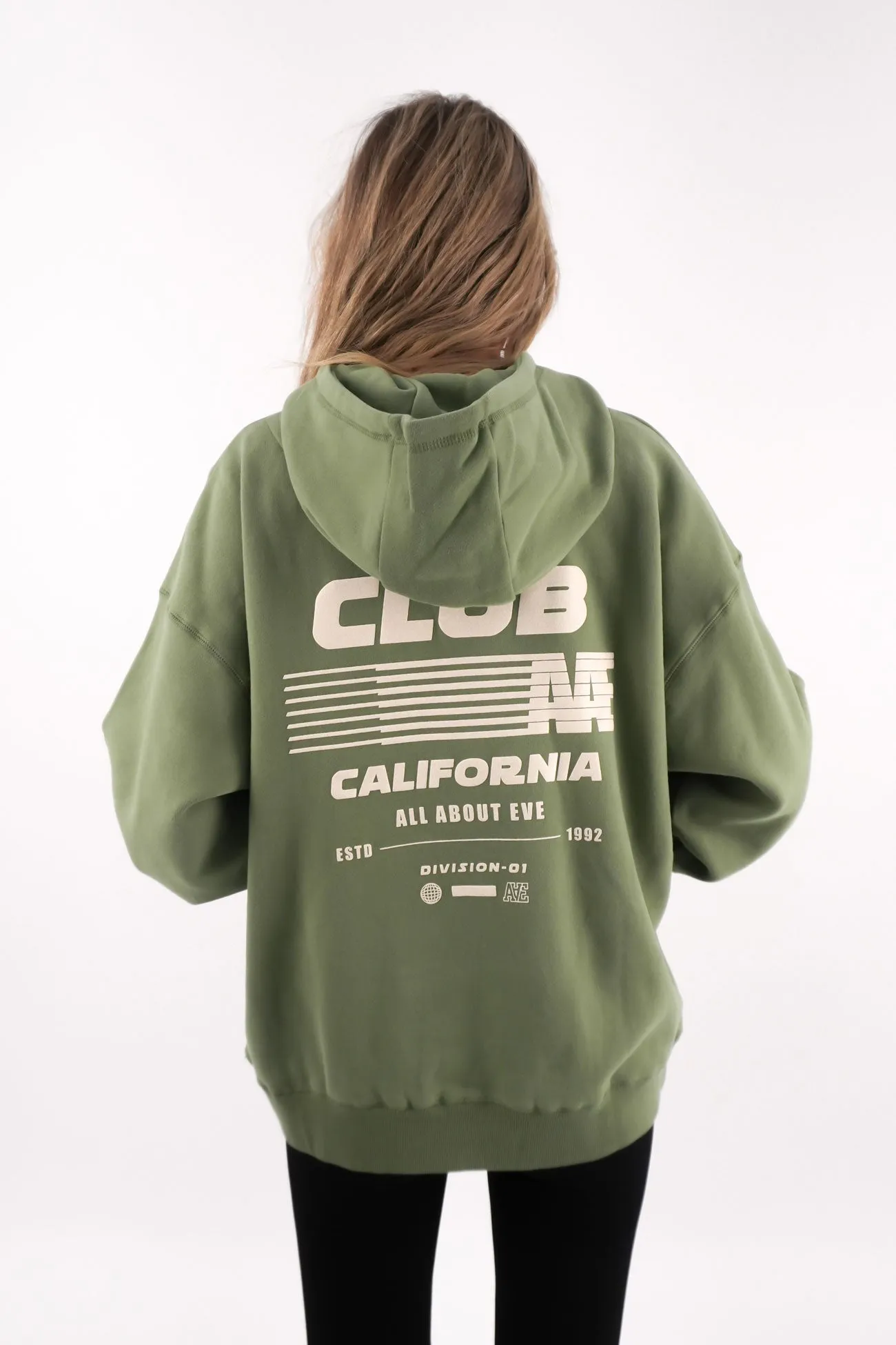 Club Relaxed Hoodie Khaki Anti Glare Trim Mid Length Design