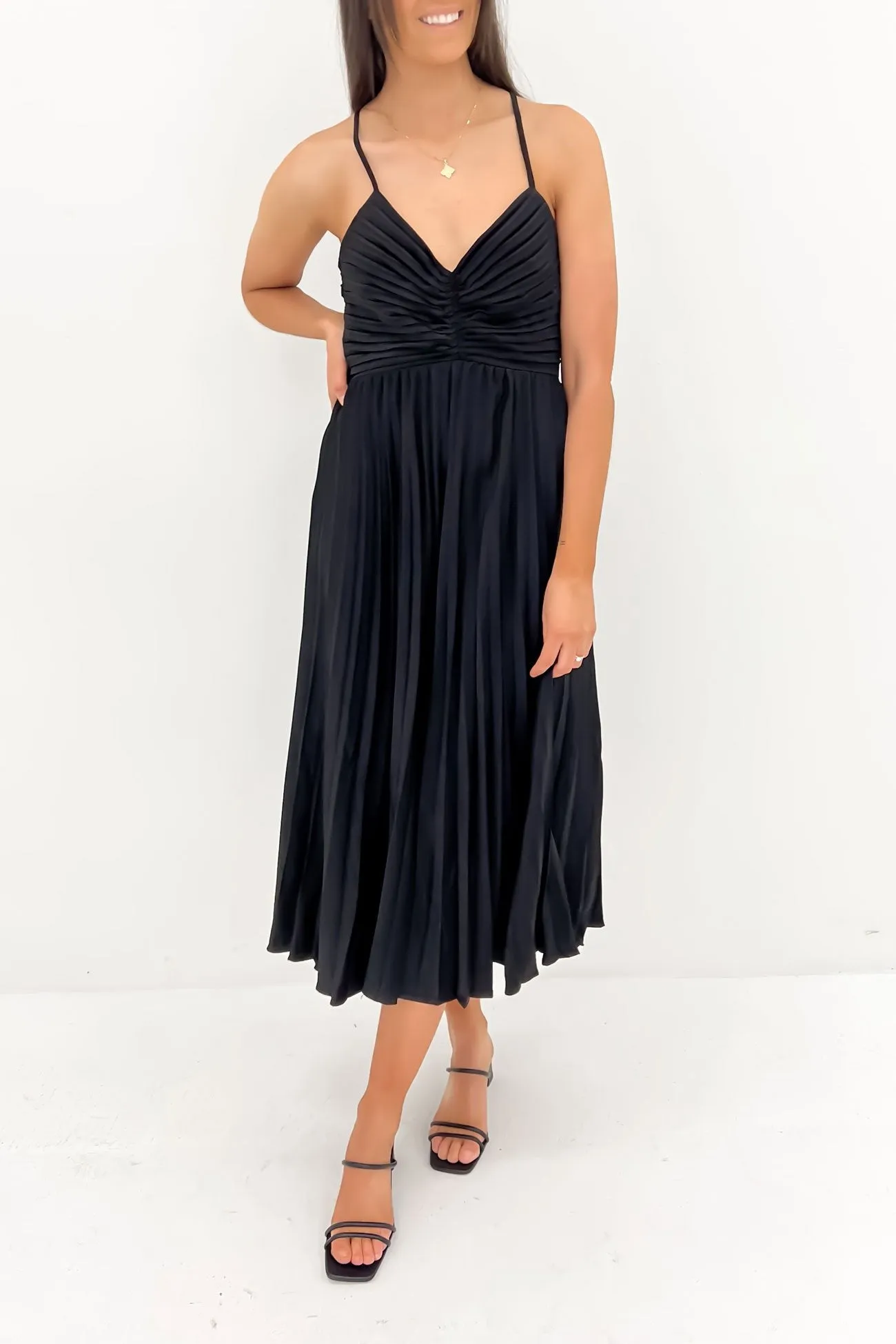 Holiday-Party Clydie Midi Dress Black