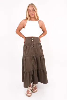Coco Denim Maxi Skirt Cocoa Creative Layering