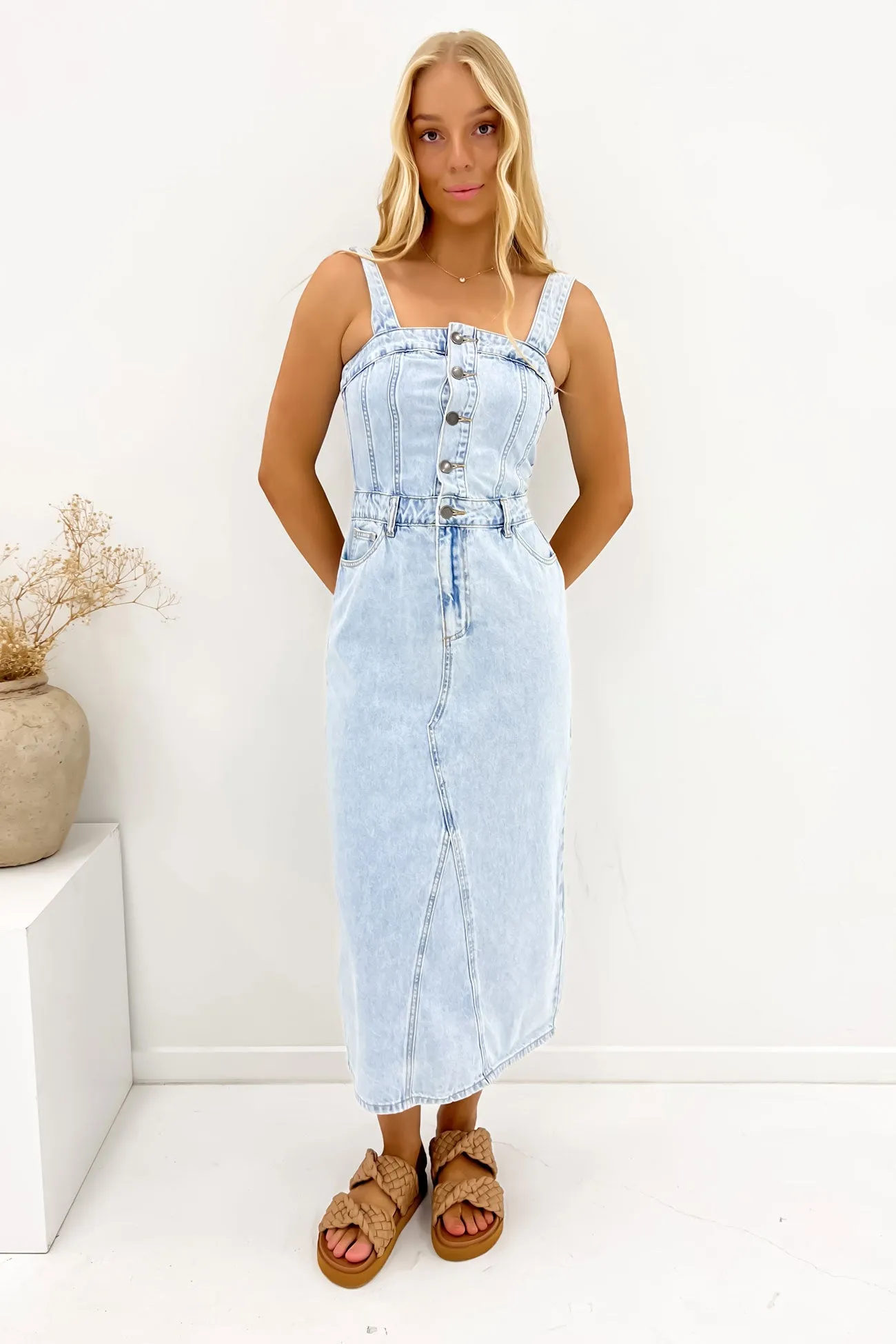 Back Glow Coco Midi Dress Bleach