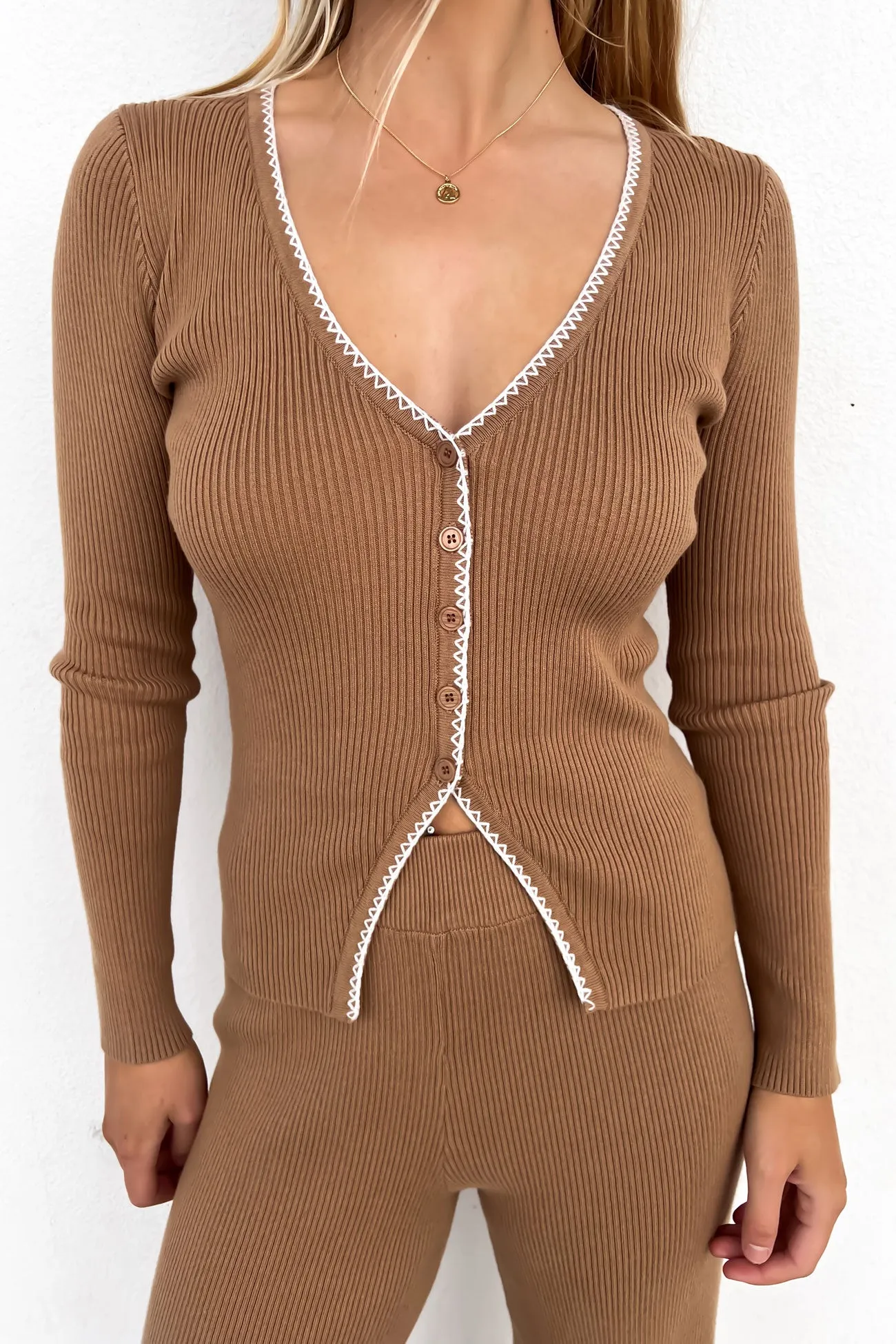 Smart Cody Knit Top Taupe