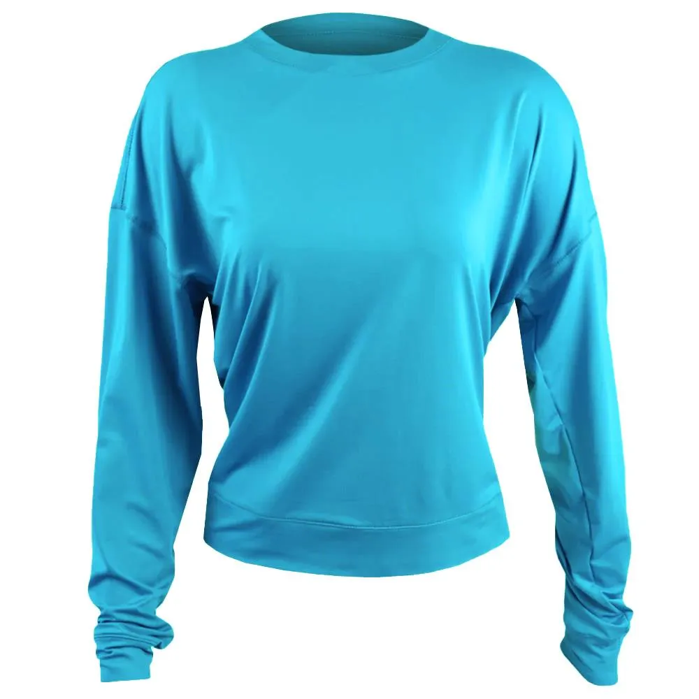 Cutwork Details Lustrous Color - Fastness Lucky in Love Women's Essentials Hype Longsleeve - Parrot Blue