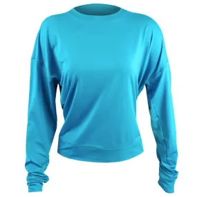 Cutwork Details Lustrous Color - Fastness Lucky in Love Women's Essentials Hype Longsleeve - Parrot Blue