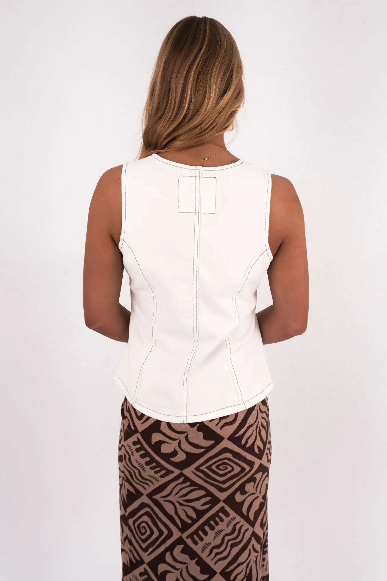 Wool colorless Lena Denim Vest Vintage White