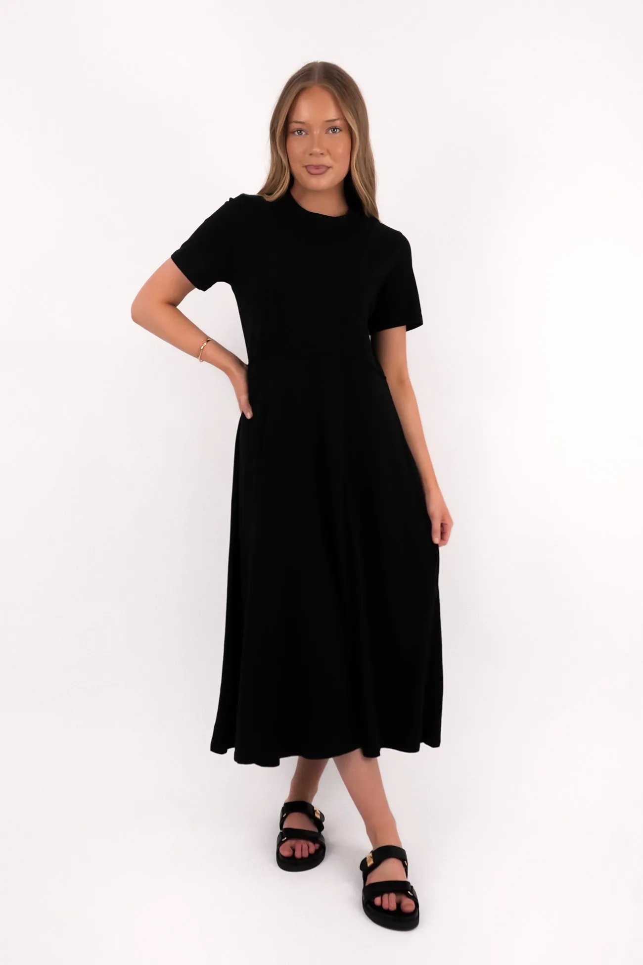 Power Soft Eva Midi Dress Washed Black