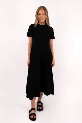Eva Midi Dress Washed Black Flattering Shape Wear