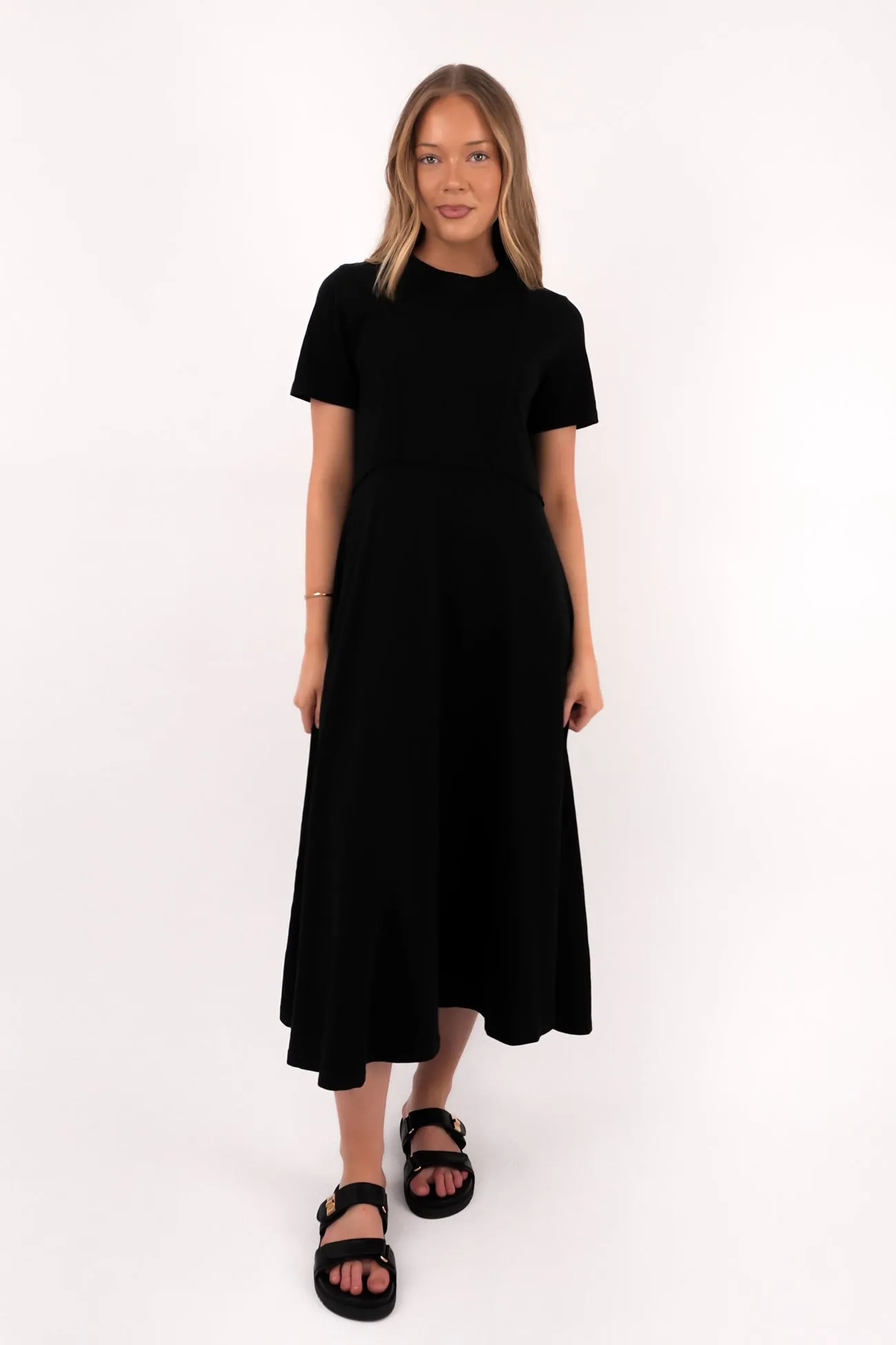 Eva Midi Dress Washed Black Flattering Shape Wear
