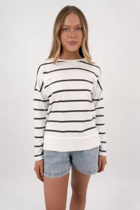 Wardrobe Jayne Stripe Throw On Top White Charcoal