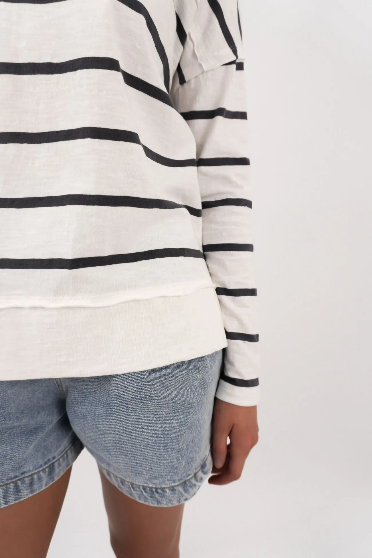 Jayne Stripe Throw On Top White Charcoal Foil Georgette
