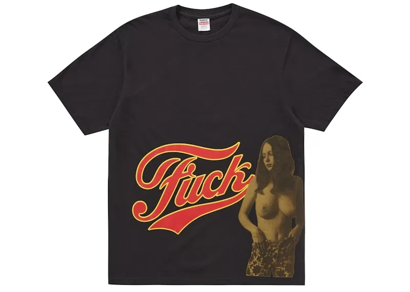 checkered pattern Supreme Hysteric Glamour Fuck Tee Black
