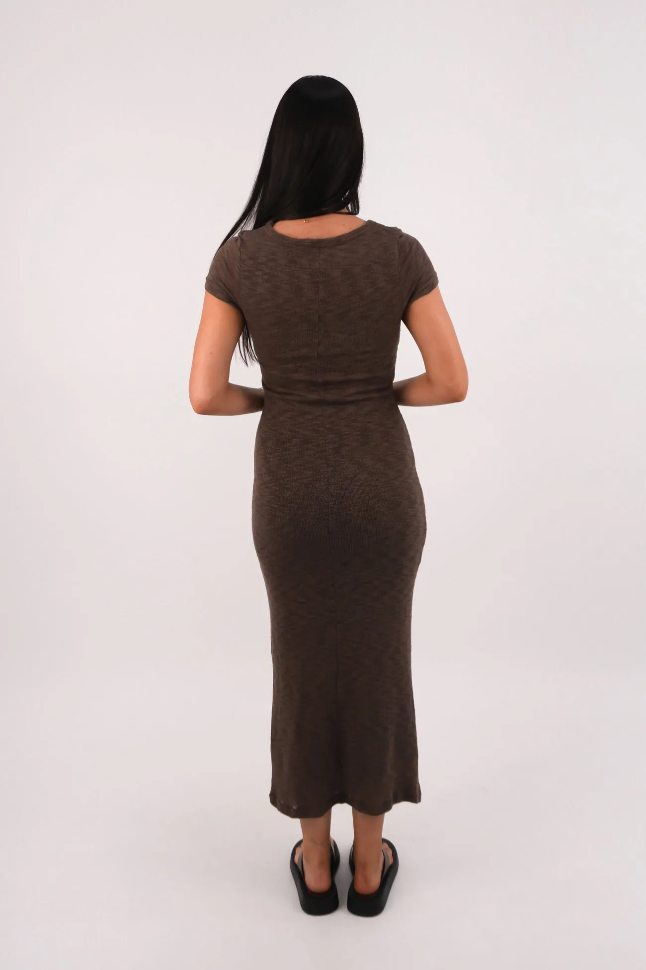 Leonie Tee Maxi Dress Chocolate WrinkleResistantFinish Tear-resistant