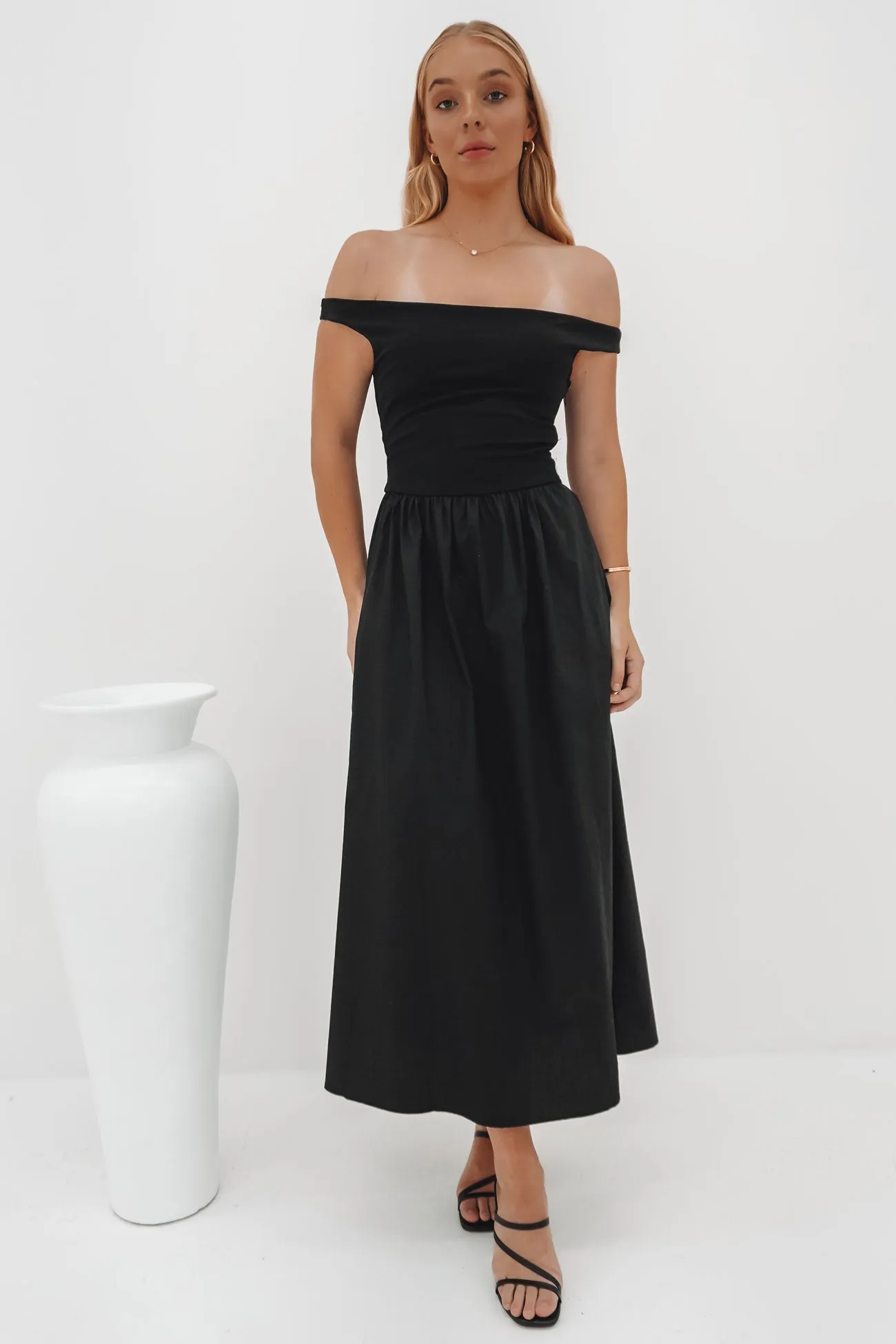 Cleary Midi Dress Black MoistureWickingTechnology Work Vibe